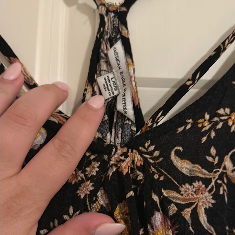 American Eagle Floral Black Spaghetti Strap Top - Picture 2 of 3